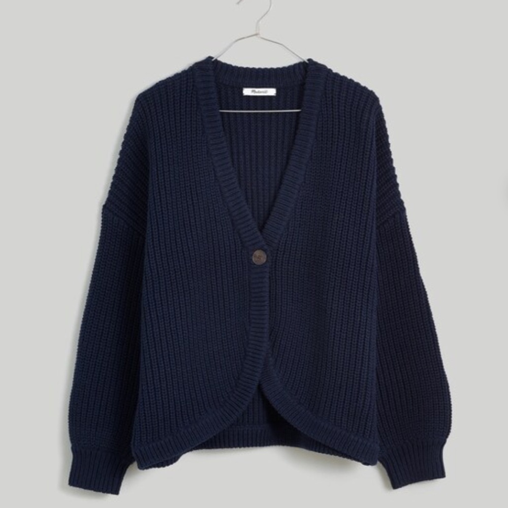 Madewell Navy Shirttail Cardigan Sweater